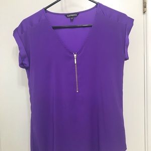 Express silky purple Gramercy zipper top Sz XS